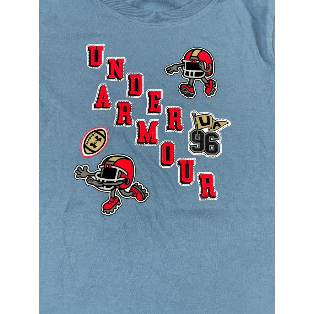 Under Armour Boys Long Sleeve Graphic T-Shirt 2 Pack Space Football Blue Navy - Picture 2 of 10